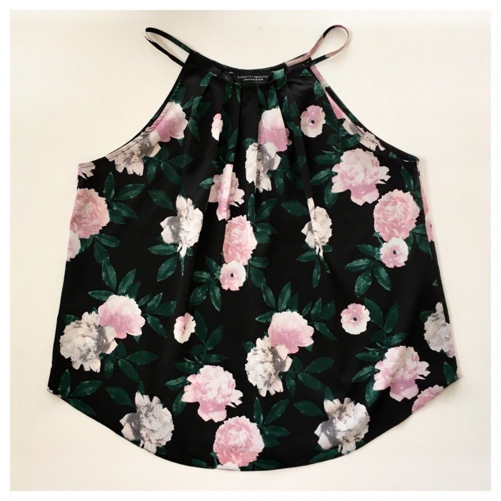 Dorothy Perkins Euro Rose Print Pleated Neck Top